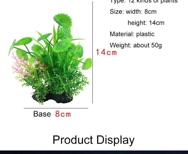 14 Kinds Artificial Aquarium Plants – Fish Tank Grass Decoration, 14.5cm