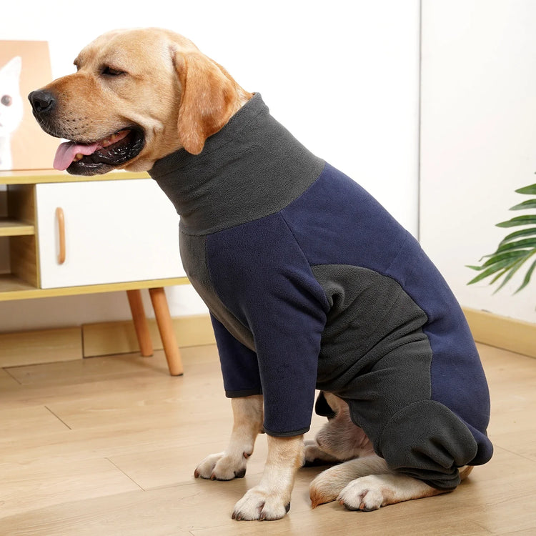 Warm Fleece Dog Onesie – Winter Coat for Medium & Large Dogs, Easy Wear Design