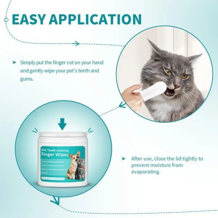 Cat Ear Wipes | Pet Ear & Eye Cleaning Finger Wipes | Remove Wax & Odor | 50 Wipes for Dogs/Cats