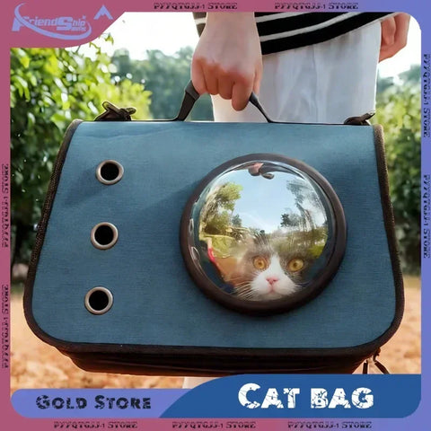 Portable Pet Travel Bag – Transparent Foldable Cat Backpack Zipper Tote
