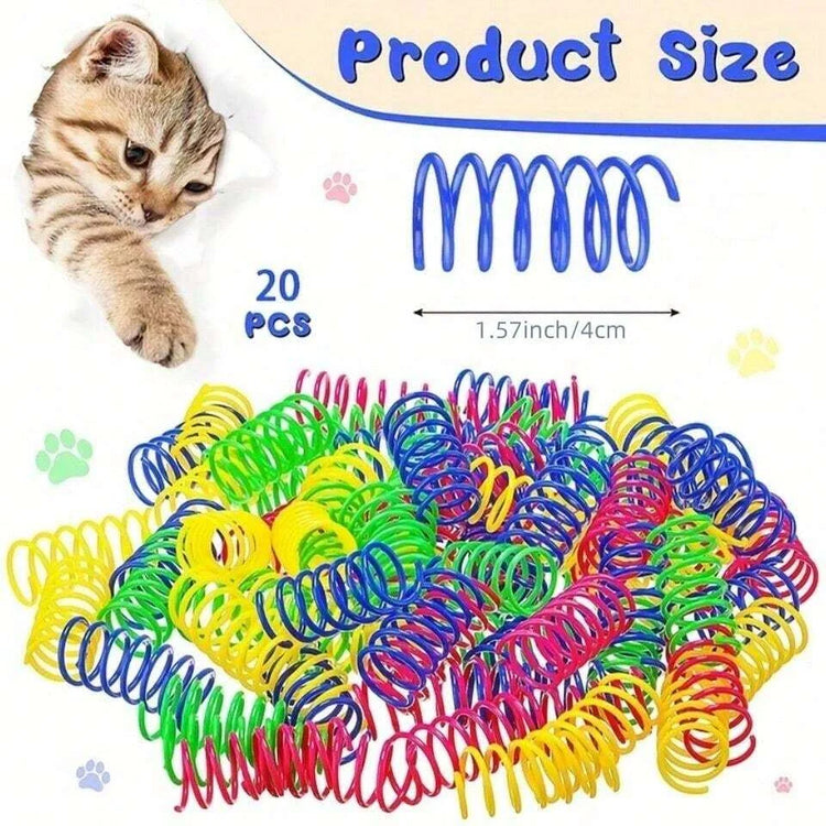20pcs Cat Toys | Spring Toys | Interactive Indoor | Colorful Plastic Spring Coil for Cats | Hunting Toy | Pet Supplies