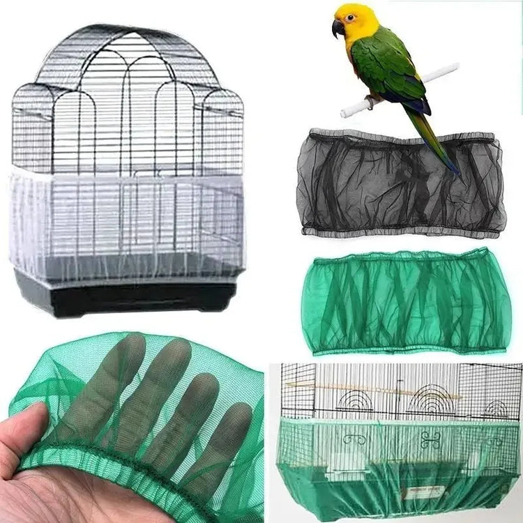 Bird Cage Seed Catcher Cover | 2025 M/L Mesh Skirt | Nylon Airy Cage Wrap for Clean Floors | Stretch Fit Bird Cage Accessory