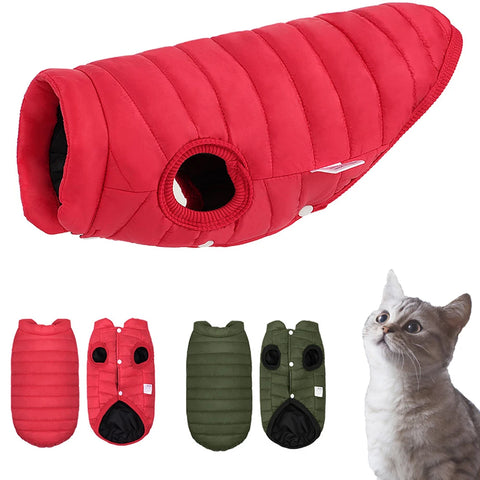 Winter Clothes for Cats & Dogs | Warm Down Jacket Vest | Lightweight Windproof Coat for Small/Medium Pets