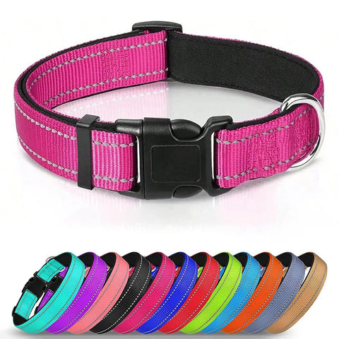 Reflective Soft Padded Dog Collar – Adjustable & Breathable Safety Collar for Small, Medium & Large Dogs