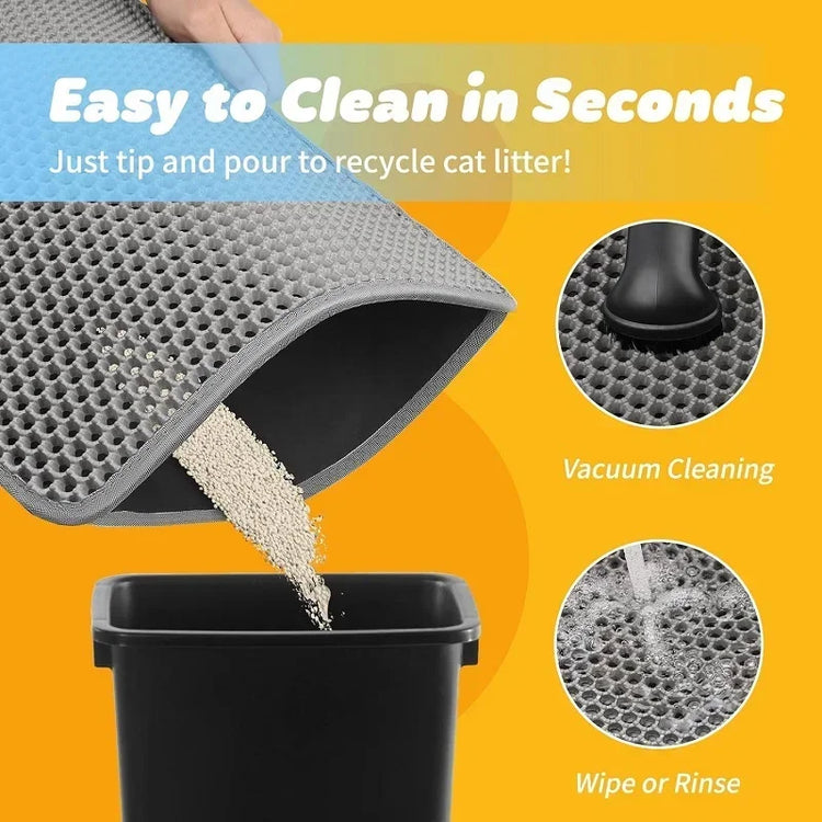 Cat Litter Mat | Non-Slip Pet Litter Box Filter Pad | Double Layer Waterproof Cat Mat | Wear-Resistant Pet Cleaning Supplies