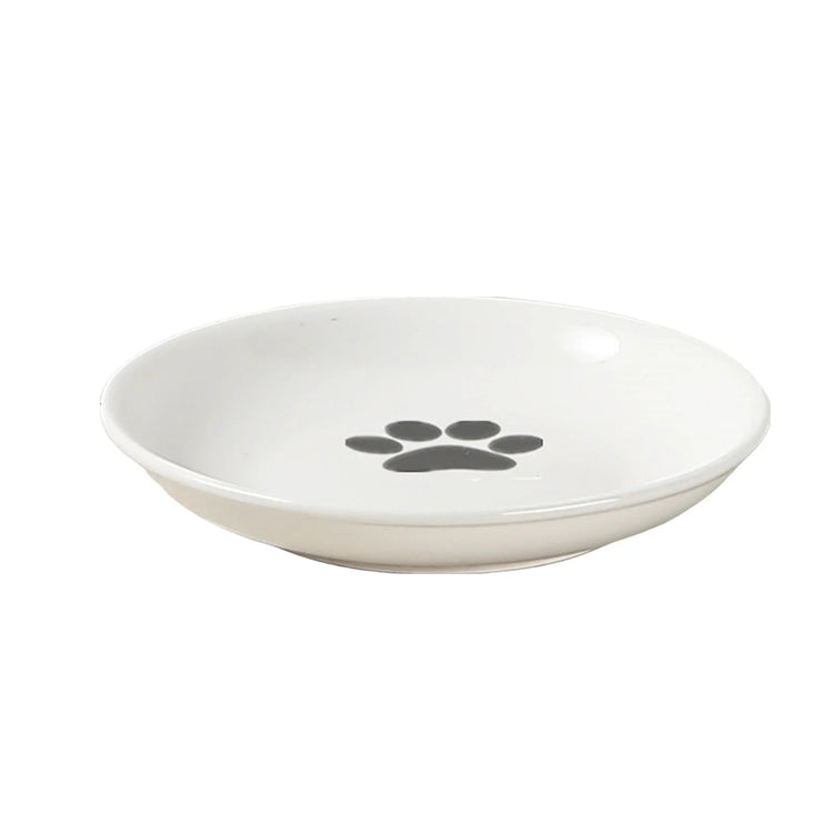 Whisker-Friendly Ceramic Cat Bowl with Stand | Wide Shallow Pet Feeding Dish for Wet Food & Water | Non-Slip Bowl for Cats, Kittens & Small Dogs