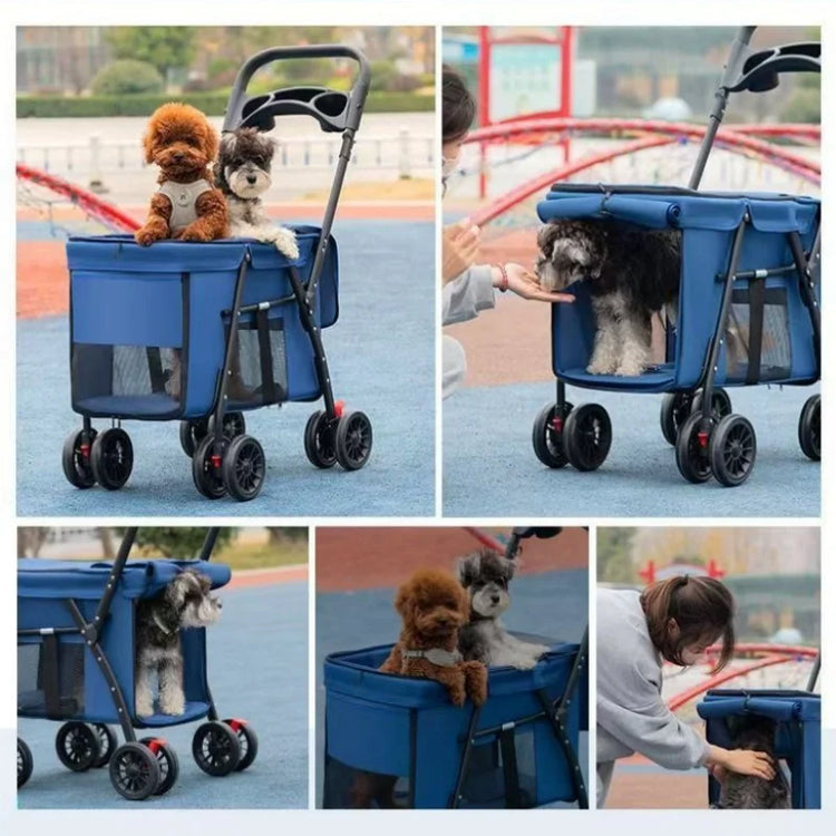 Pet Stroller Dog Cat Carrier | Foldable Lightweight Travel Cart with Storage Basket for Small Pets | Outdoor Walking Shopping Cart
