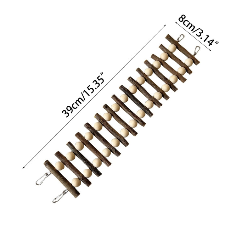 Parrot Ladder Toy | Wooden Cage Training Perch with Hooks for Small & Medium Birds