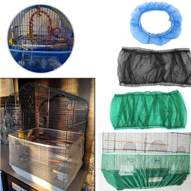 Bird Cage Seed Catcher Cover | Mesh Skirt Dust Guard | Easy-Clean Nylon Net for Parrot Cages | 2 Sizes M/L