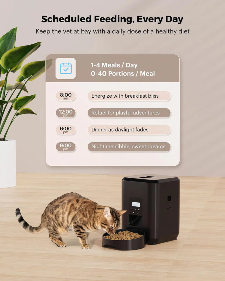 Smart Pet Feeder | Automatic Cat Dog Food Dispenser | Timed Portion Control | 2L Slow Feeder Bowl | LCD Display | Battery Operated | Pet Feeding Machine