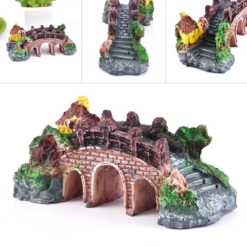 Resin Aquarium Bridge Ornament – Decorative Arch Bridge Fish Tank Landscape Decor