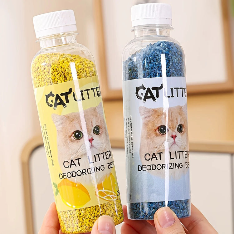 A Bottle of Cat Litter Deodorizing Beads | Cat Litter Freshener | Pet Odor Neutralizing Scented Additives | Odor Control for Litter Box