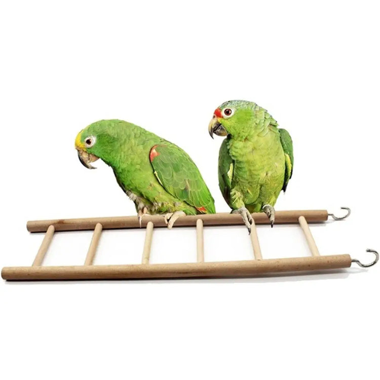 Wooden Bird Climbing Ladder Toy | DIY Parrot Cage Accessory with Hooks | Natural Wood Play Ladder for Birds & Hamsters