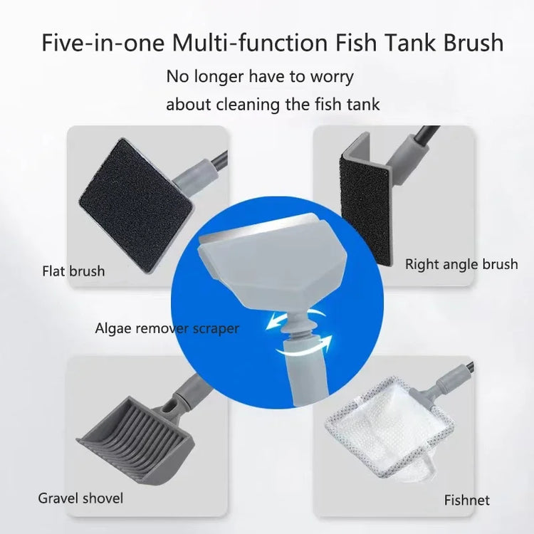 Aquarium Cleaning Tool Kit – 3-in-1 / 5-in-1 Fish Tank Cleaner with Net, Scraper & Sponge