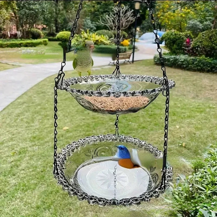 Flower-Shaped Hanging Bird Feeder & Birdbath | Outdoor Garden Tray for Hummingbirds & Wild Birds | Yard & Farm Decor