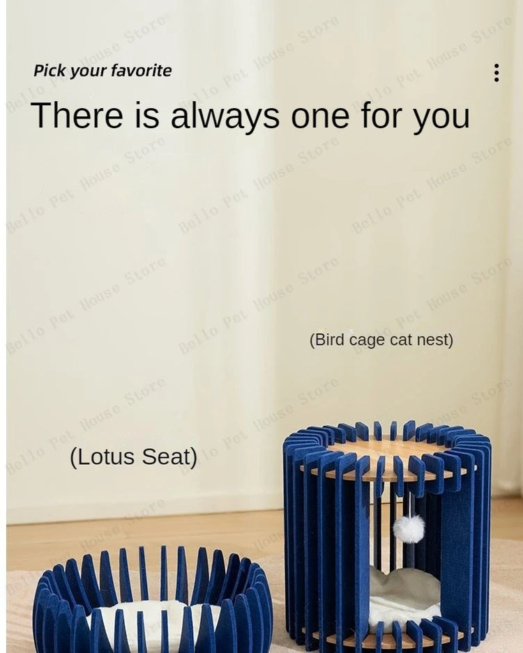 Bird Cage Cat Bed | Luxury Felt Nest for Cats | Breathable & Durable Enclosed Pet Furniture for Comfort & Style