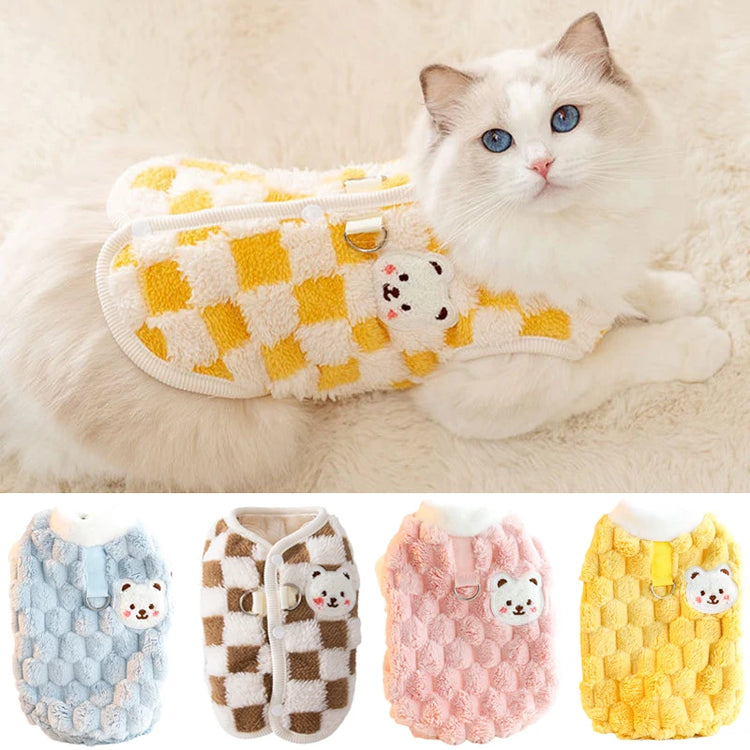 Winter Warm Hairless Cat Clothes | Buckle Cardigan Sweater For Sphynx, Ragdoll, Siamese & Persian Cats