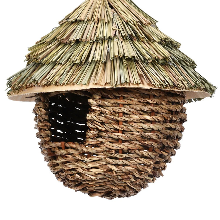 Natural Grass Egg Bird Nest – Handwoven Hanging Bird Cage House for Parrots & Small Birds | Outdoor Decorative Shelter
