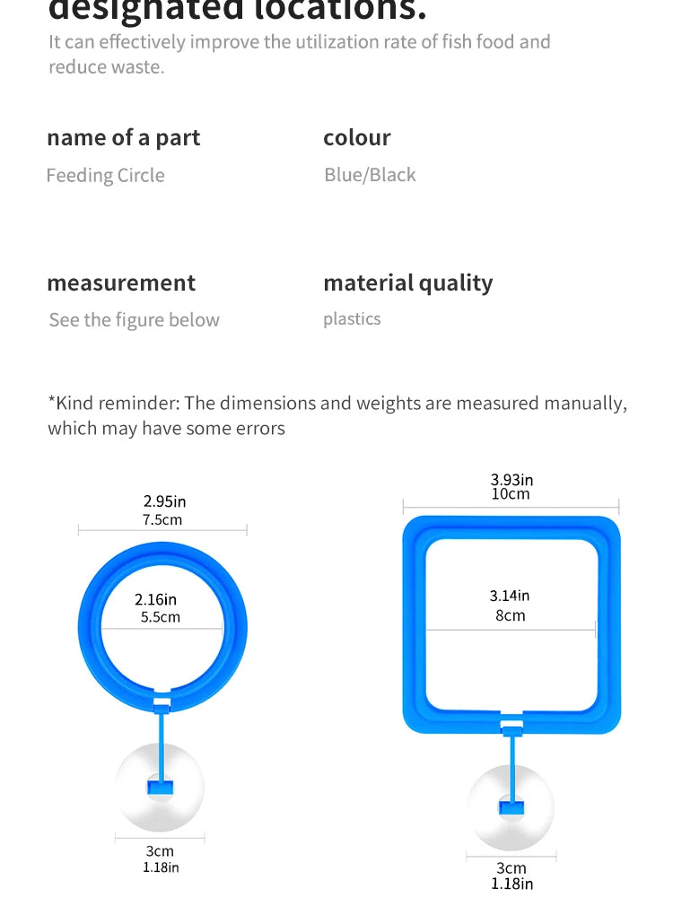 Floating Fish Food Feeder Ring with Suction Cup – Square & Circle Aquarium Station