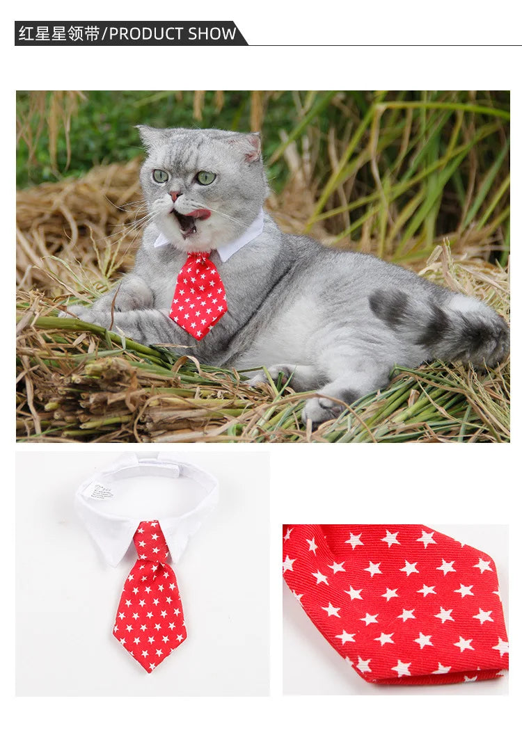 Gift Pet Dog/Cat Formal Necktie | Tuxedo Bow Tie - Black and Red Collar for Dog/Cat | Pet Accessories for Wedding, Holiday, and Party