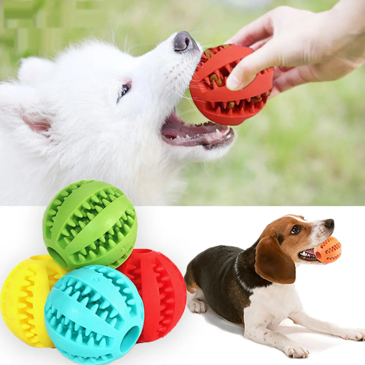 Interactive Rubber Ball Toy for Dogs, Chew Toy & Dental Cleaning Ball