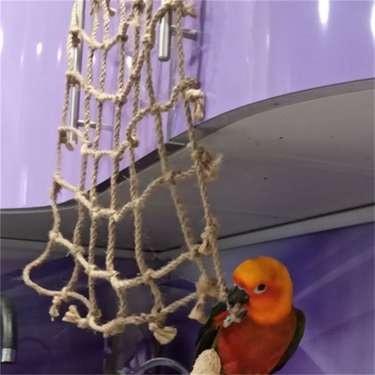 40*40cm Parrot Climbing Net | Bird Toy Swing Rope Net | Bird Stand Hammock with Hook | Hanging Chewing Biting Toy for Parrots