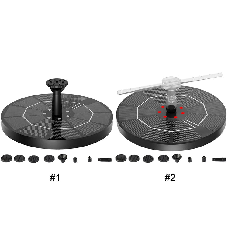 2.2W Solar Bird Bath Fountain | Floating Water Pump with LED Light & 6 Spray Nozzles for Birdbaths, Ponds, and Outdoor Water Features