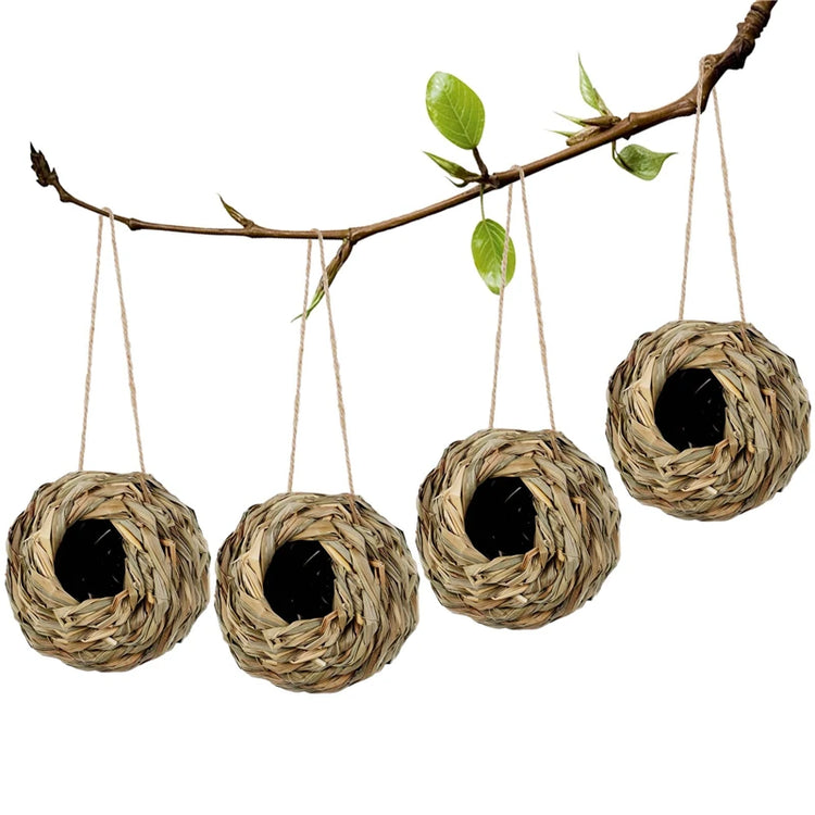 2024 Handwoven Reed Grass Bird Nest – Hanging Hummingbird Egg Cage for Outdoor Decor, Small Parrots & Garden Wildlife (Multiple Sizes)