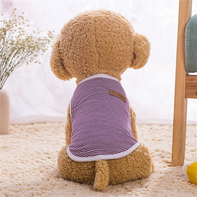 Classic Striped Cat Vest Shirt | Lightweight Summer Pet Clothes For Cats/Small Dogs