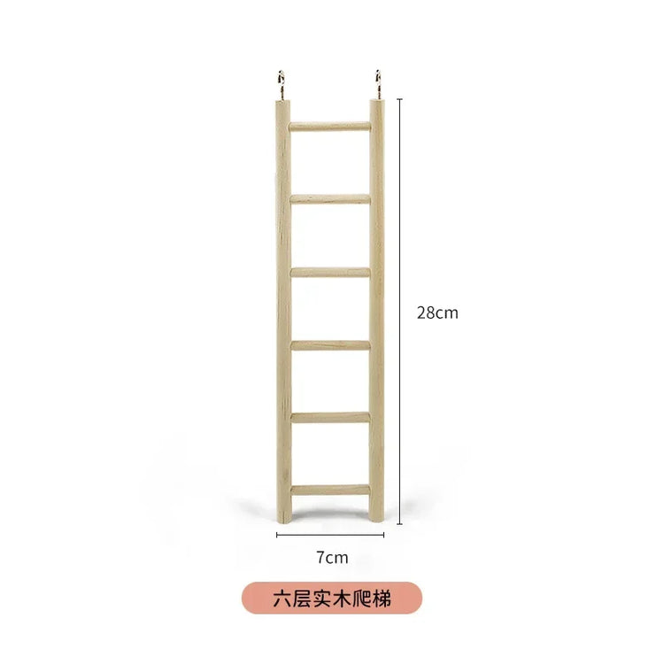 1PC Birds Toy | Wooden Ladders Swing Scratcher Perch Climbing | 3/4/5/6 Step Ladder for Bird Cage Parrots Hamsters Hanging Pet Supplies