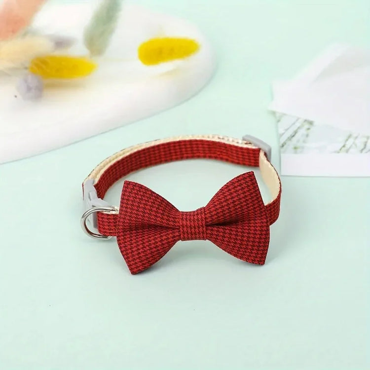 Cute Cat Collar with Bow Tie | Adjustable Design| Pet Dogs Cats Puppy Necklace - Pet Supplies