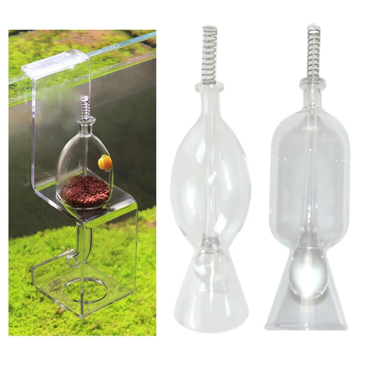 Glass Aquarium Fish Feeder – Transparent, Easy-to-Use Food Dispenser for Freshwater & Saltwater Tanks