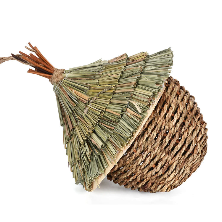 Natural Grass Egg Bird Nest – Handwoven Hanging Bird Cage House for Parrots & Small Birds | Outdoor Decorative Shelter
