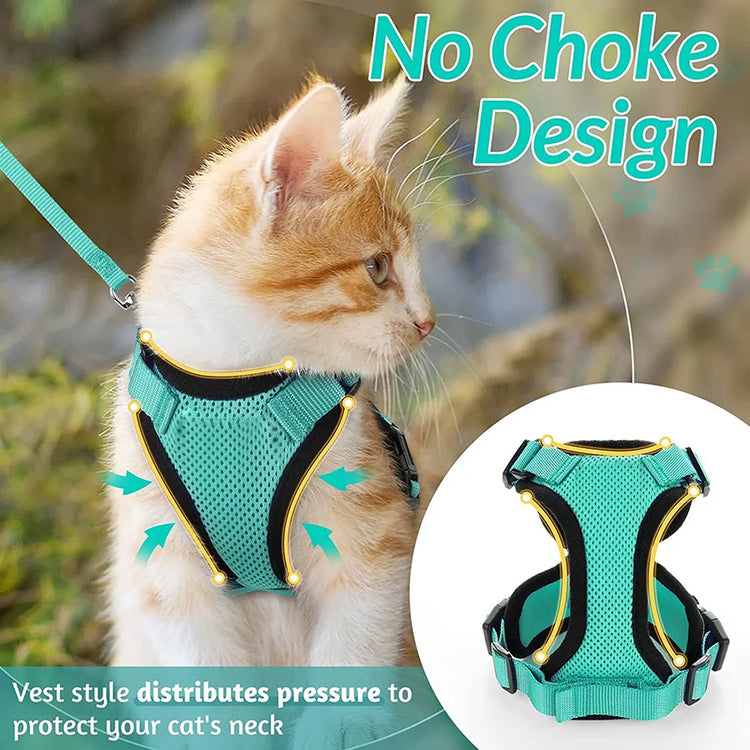 Cat Harness and Leash for Walking | Escape Proof | Soft Adjustable Vest Harnesses for Cats | EasyControl