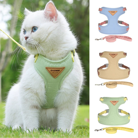Breathable Nylon Mesh | Dog Cat Harness Leash Set | Soft Suede Fabric | Puppy Cat Harnesses Vest Lead | Small Medium Dogs/Cats