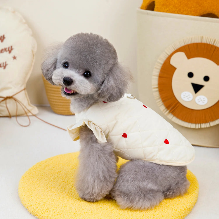 Pet Clothing - Small Dog/Cat Warm Coat | Autumn Winter Waterproof | 24 Love Flounced Sleeve Cotton Vest Outfit