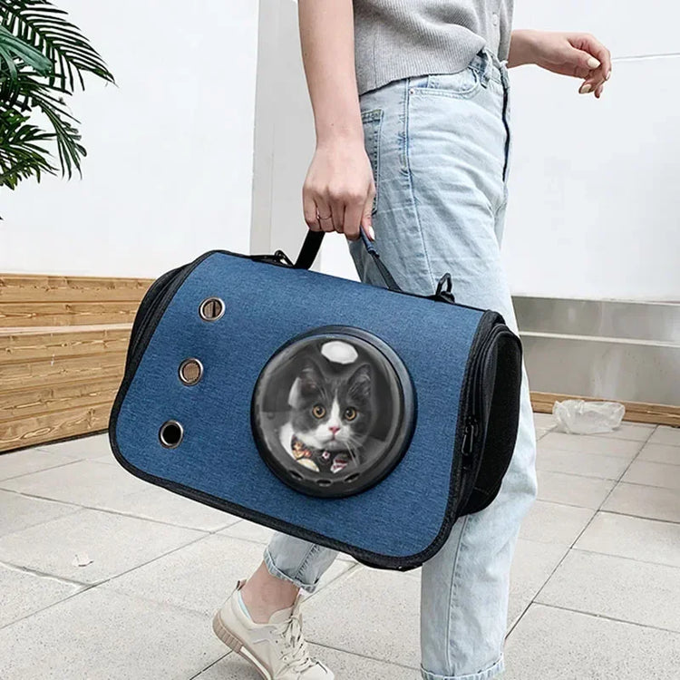 Portable Pet Travel Bag – Transparent Foldable Cat Backpack Zipper Tote