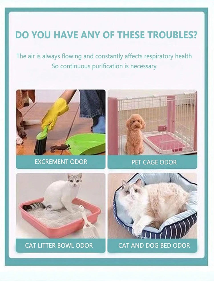 Pet Odor Eliminator | Cat Litter Deodorizer | Air Purifier For Dogs And Cats | Odor Removal For Fresh Air | Household Electric Air