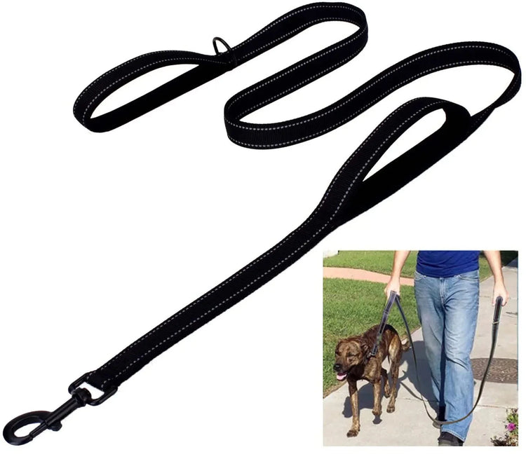 Heavy Duty Double Handle Dog Leash – Outdoor Training & Travel Lead