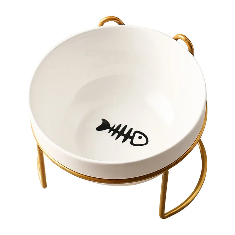 Ceramic Cat Bowl | Food & Water Bowl for Cats/Dogs | Double Ceramic Bowl Set | Cervical Protection | Pet Feeding Supplies