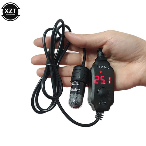 USB Mini Aquarium Heater – Adjustable 18–34°C, Submersible 10W Heating Rod for Small Fish Tanks (2L)