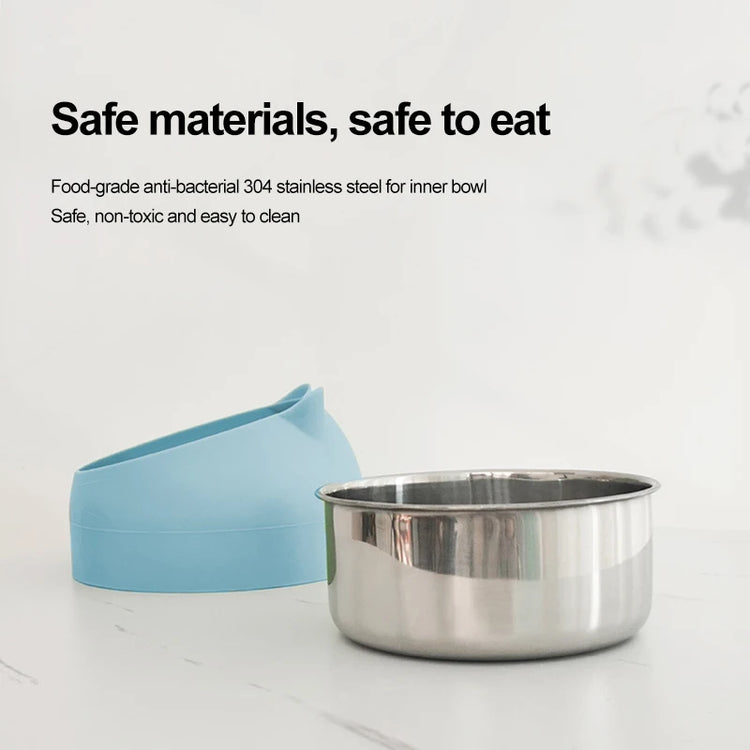 Stainless Steel Pet Bowl | Inclined Cat Dog Feeder | Creative Anti-Spill Design | Removable Inner Bowl | Feeding Bowl for Cats & Small Dogs