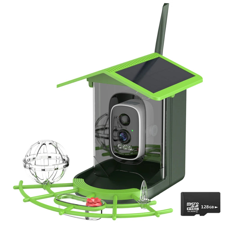 Bird Feeder Camera | 4MP 2K HD Bird Video Capture | Solar Powered WiFi Camera Feeder | Smart Birdwatching Device with Alerts | Outdoor Bird Observation Tool