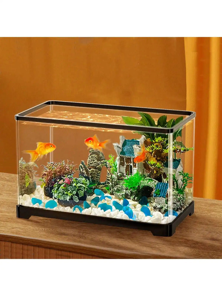 Small fish tank, home desktop, living room, small TV cabinet next to ultra white ecological filter, deep water turtle tank, turt