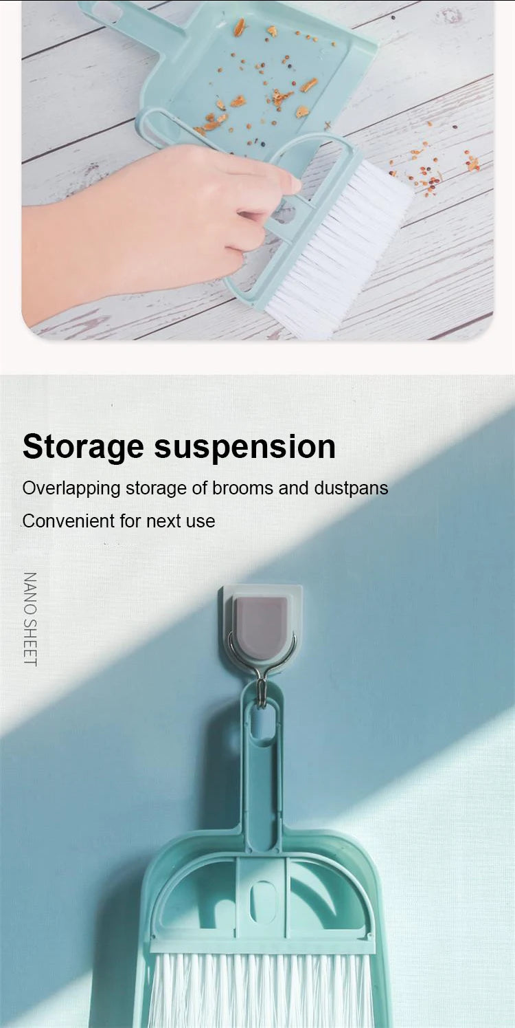 Blue Mini Desktop Cleaning Brush | Pet Mini Broom Set | Dog/Cat Cleaning & Disinfection | Household Cleaning Products