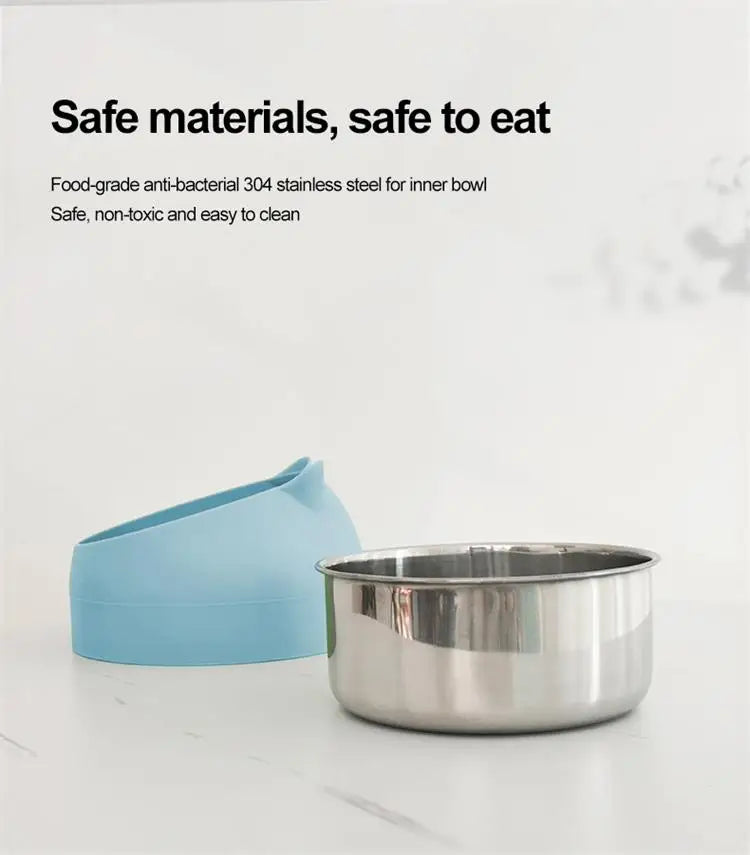 Stainless Steel Pet Bowl | Inclined Cat Dog Feeder | Creative Anti-Spill Design | Removable Inner Bowl | Feeding Bowl for Cats & Small Dogs