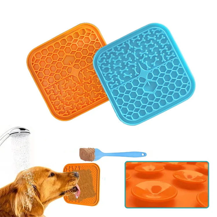 Silicone Pet Licking Mat for Cats/Dogs | Anti-Choking Slow Food Bowl | Bath Distraction Plate | Pet Supplies Cutlery