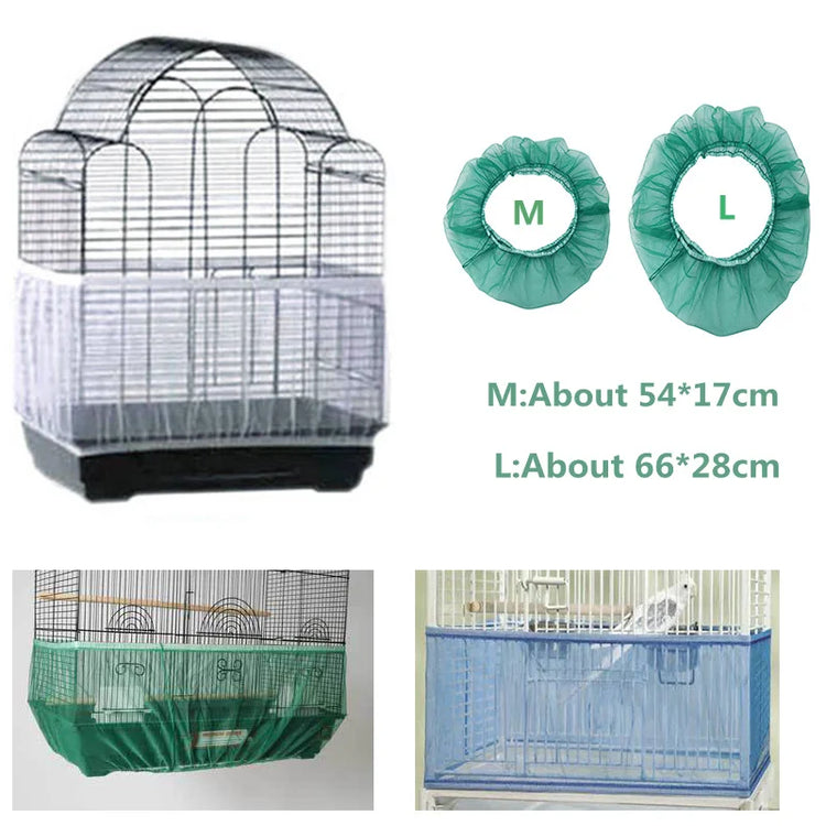 Bird Cage Seed Catcher Cover | Mesh Skirt Dust Guard | Easy-Clean Nylon Net for Parrot Cages | 2 Sizes M/L