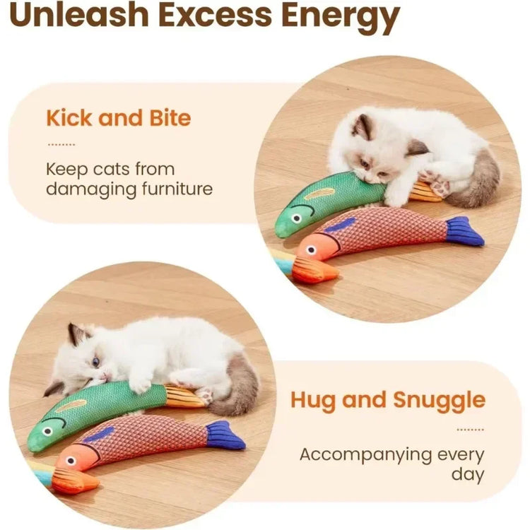 Cat Toy | Saury Fish Plush | Crinkle Sound | Catnip Kicker Toy | Interactive Teeth Grinding | Kitten Chew Toy | Pet Play Supply