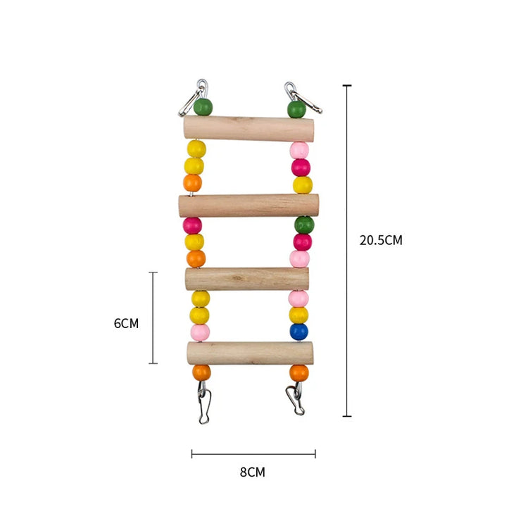 Bird Parrot Toys | Colorful Hanging Cage Climbing Ladders with Natural Wood | Parrots Suspension Bridge Swing Toys | Bird Toy Supplies